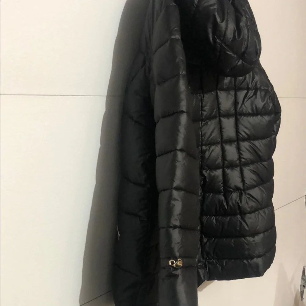Nine West Black Quilted Hooded Puffer Jacket - Picture 7 of 8